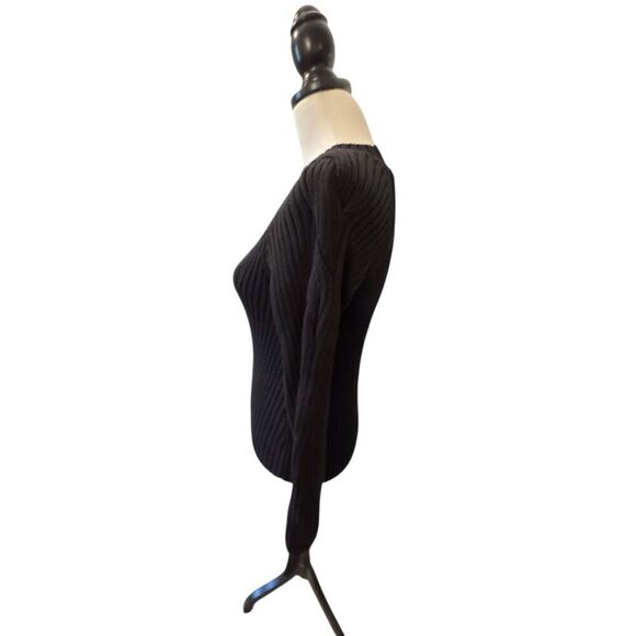Max Studio Women's XS Black Ribbed Knit Pullover Sweater Long Sleeve - Picture 4 of 7